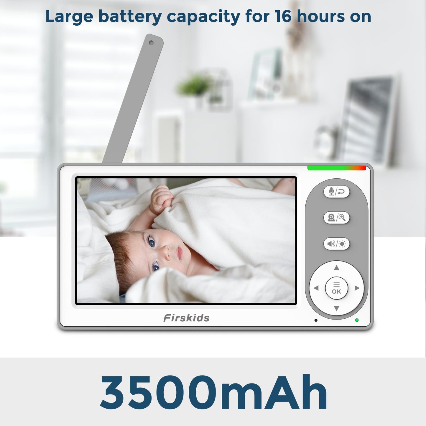 Firskids Baby Monitor, 4.3'' Split-Screen Baby Monitor with Camera and Audio, no WiFi,no APP, Two-Way Talk Night Vision ECO Mode Plug & Play, Ideal for Indoor Baby Monitoring
