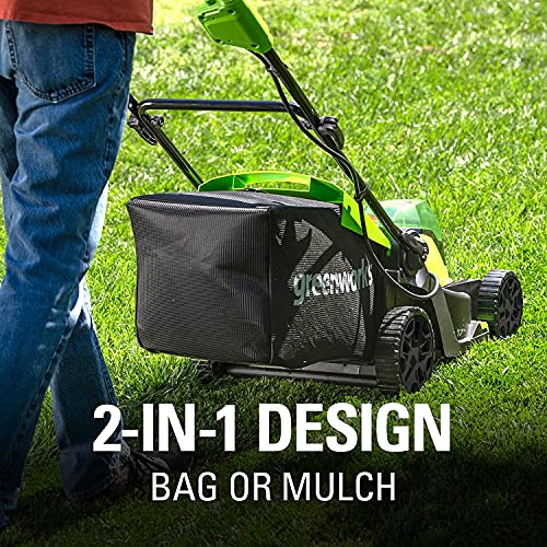 Greenworks 48V 17" Brushless Cordless Lawn Mower + 24V Brushless Drill / Driver, (2) 4.0Ah USB Batteries (USB Hub) and Dual Port Rapid Charger Included (2 x 24V)