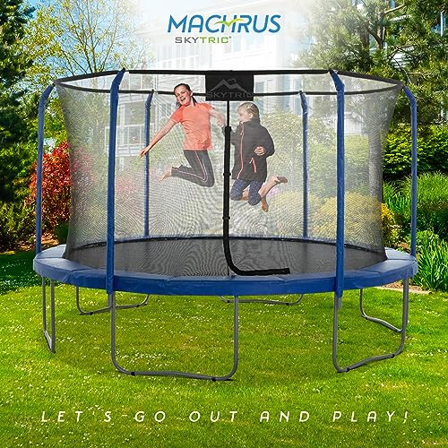 Machrus SKYTRIC Enclosed Trampoline 8FT 11FT 13 FT 15FT, Trampoline Kids, Trampoline Adults, Trampoline Kids and Adults, Kids Trampoline, Recreational Trampolines, Safety Net, Blue