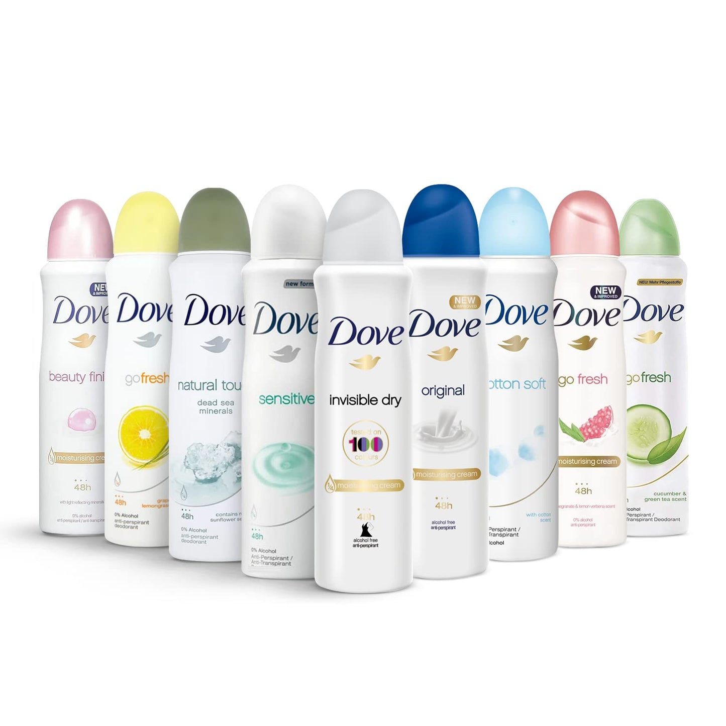 UPDATE: DEAD! Dove Antiperspirant Spray, International Version, 150 ml (Pack of 10) - Mixed within available scents, no more than 2 products of the same scent