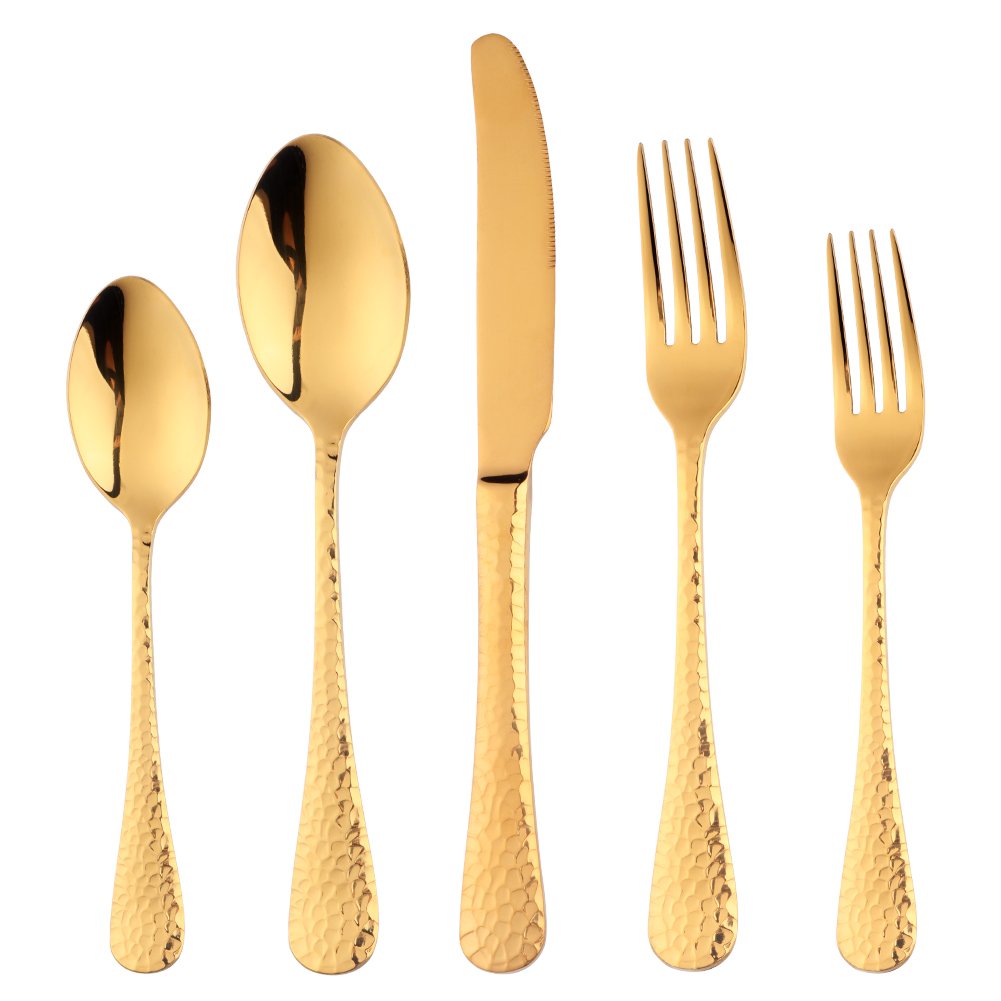 20-Piece Gold Plated-Flatware Silverware Set, Bisda Stainless Steel Cutlery Sets, Multipurpose Use for Home, Kitchen, Restaurant, Hotel Tableware Utensil Service for 4