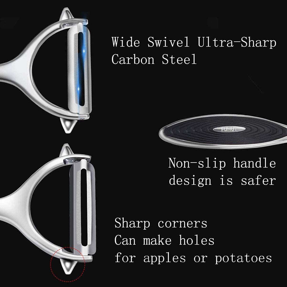 FUHUY Vegetable, Apple Peelers for kitchen, Fruit, Carrot, Veggie, Potatoes Peeler, Y-Shaped and I-Shaped Stainless Steel Peelers, with Ergonomic Non-Slip Handle & Sharp Blade, Good Durable (2PCS)