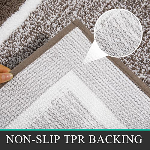 Pauwer 3 Piece Bath Mat Set Bathroom Rugs, Non Slip Plush Bathroom Mats, Absorbent Shaggy Bathroom Rug Set with U-Shaped Contour Toilet Mat for Bathroom Bedroom Living Room