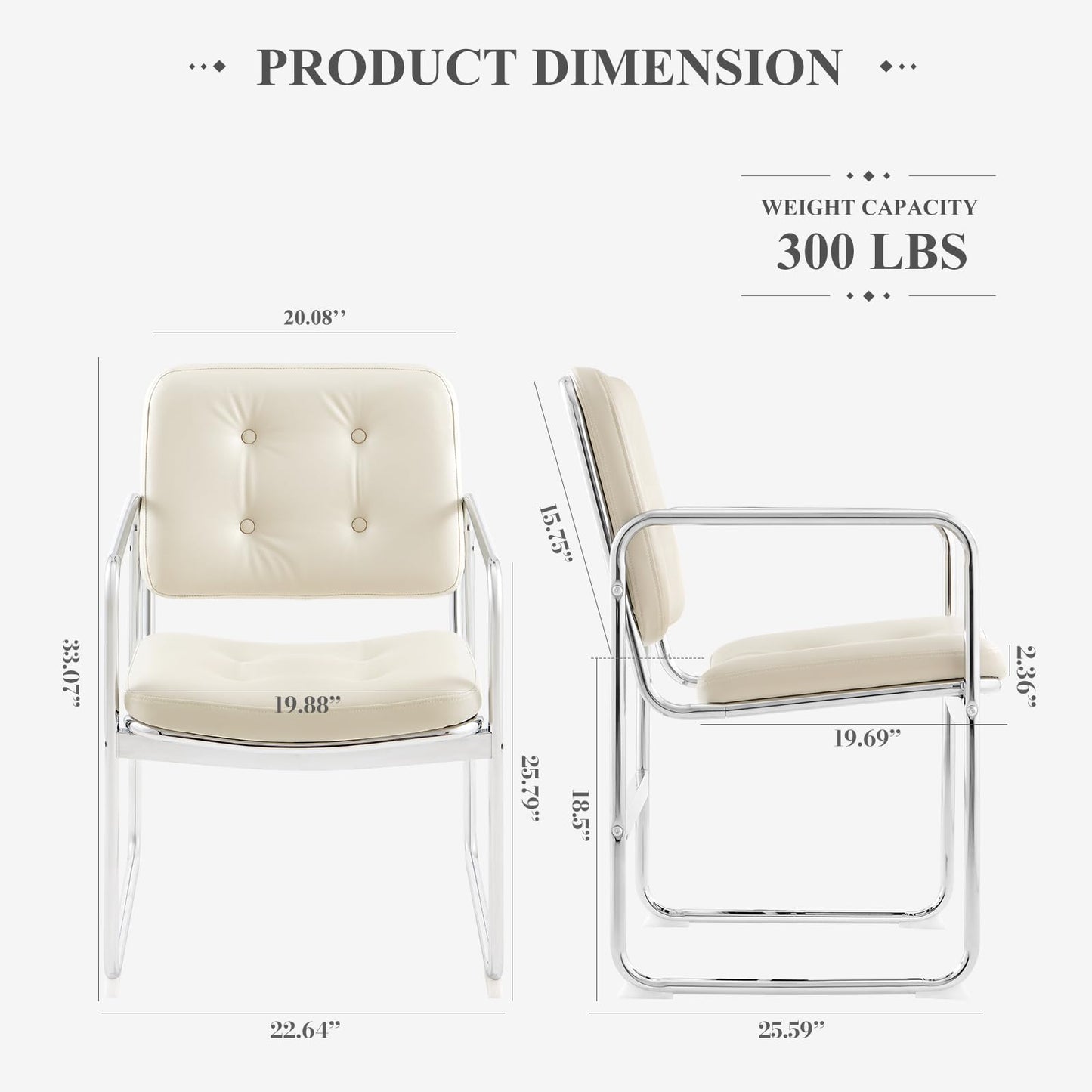 COLAMY Modern Dining Chairs Set of 2, Button Tufted PU Leather Upholstered Dining Room Kitchen Side Chair with Metal Legs for Home/Living Room/Bedroom/Office, Beige