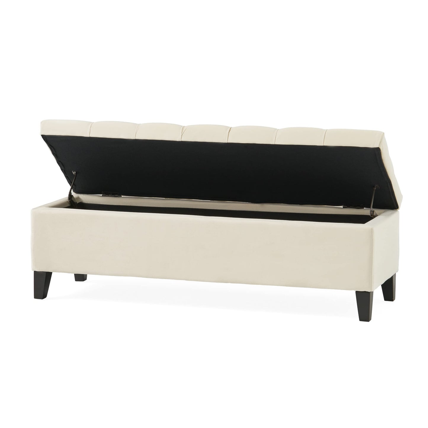 Christopher Knight Home Ottilie Velvet Storage Ottoman, Ivory 17.5”D x 51.0”W x 17.00”H