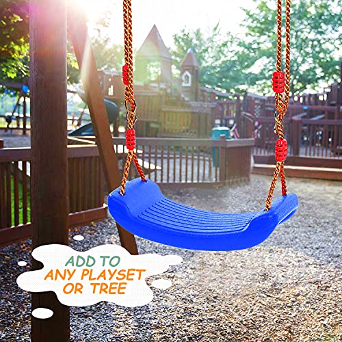 RedSwing Plastic Swing Seat with Rope, Kids Tree Swing Seat, Swing Set Accessories, Great for Outdoor Indoor, Tree, Swing Set, Playground, Blue