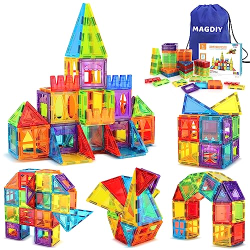 Magnetic Tiles for Kids Toys, STEM Magnetic Blocks Building Toys, Toddler Toys for Boys Age 3-4, Preschool Learning Educational Montessori Toys for 3+ Year Old, Christmas Birthday Gift for Toddlers