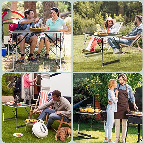 Coobi 24" x 39.5" Folding Table,Ultralight Collapsible with Handle, Height Adjustable,Wooden Desktop for Picnic,Beach,Camp,Travel