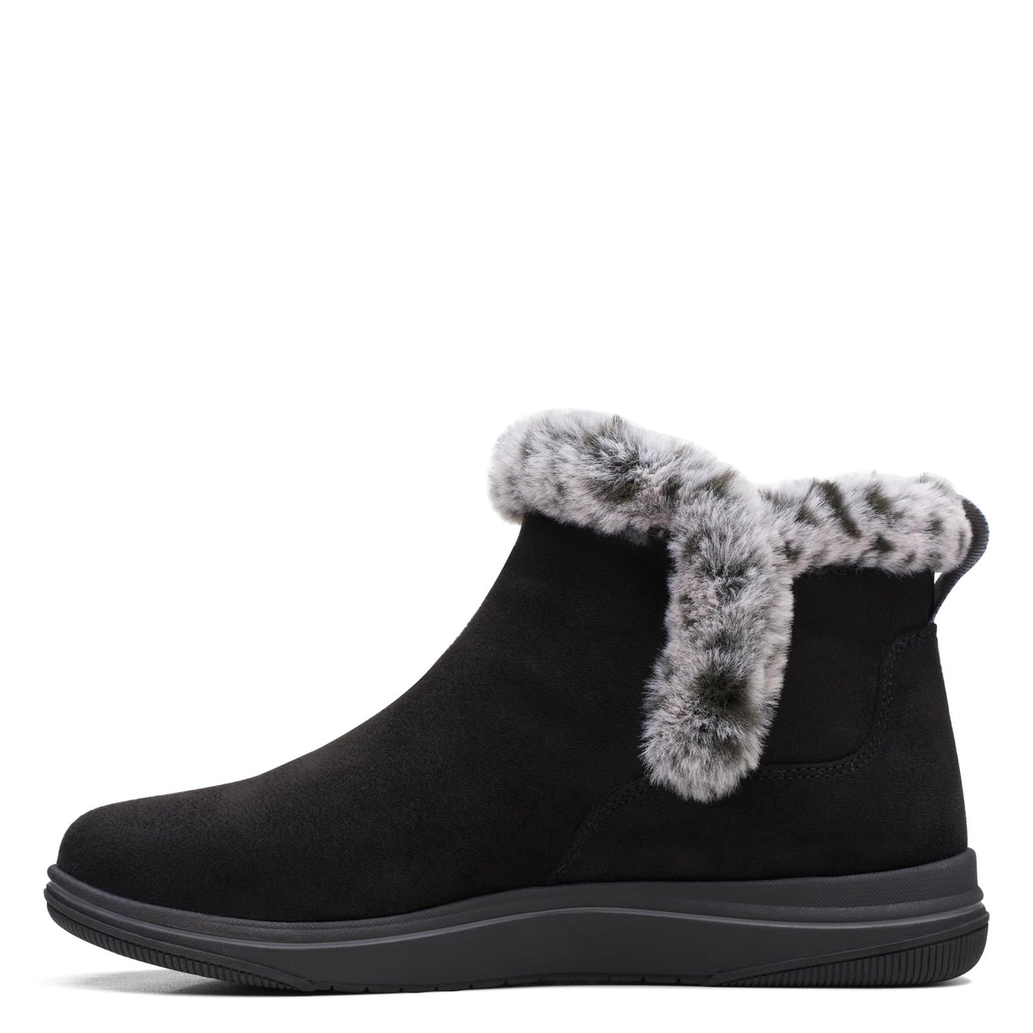 Clarks Women's Breeze Fur Ankle Boot, Black Textile, 9