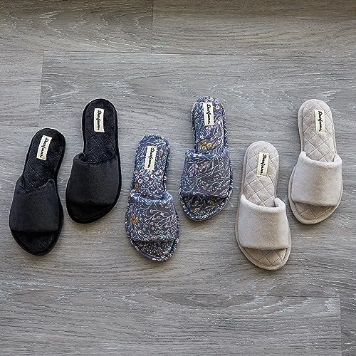 Dearfoams Women's Beatrice Velour Slide Slipper, Black, Medium
