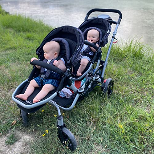 Dream On Me Track Tandem Double Umbrella Stroller in Slate, Lightweight Double Stroller for Infant and Toddler, Multi-Position Reversible & Reclining Seats, Large Storage Basket and Canopy