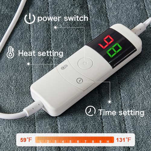 Electric Heated Blanket Heating Throw 50"x 60",Thick Soft Warming Plush Electric Lap Sherpa Blanket for Adults with 5-Position Timer &10 Heating Levels,Machine Washable(Grey)