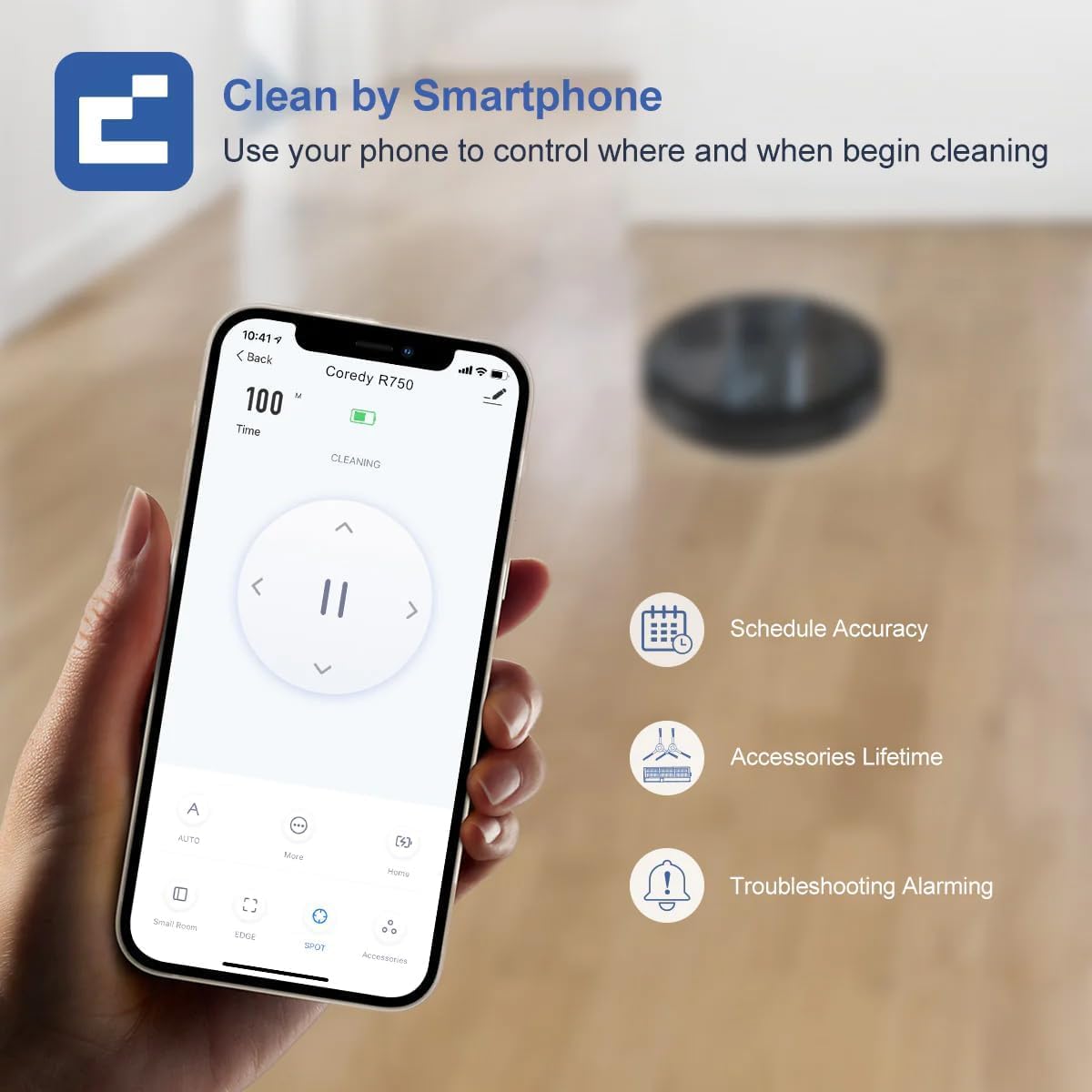 Coredy R750 Robot Vacuum Cleaner, Compatible with Alexa, Mopping System, Boost Intellect, Virtual Boundary Supported, 2200Pa Suction, Super-Thin, Upgraded Robotic Vacuums, Cleans Hard Floor to Carpet