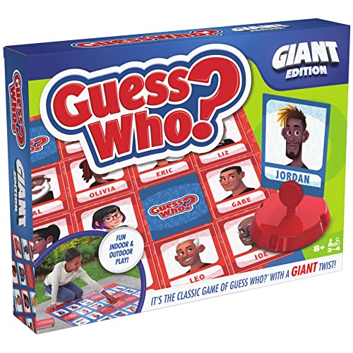 SPIN MASTER GAMES Guess Who? Giant Edition Game for Kids Family Board Game Indoor/Outdoor Games Kids Games with Big Boards, Cards, Spinner, for Kids Ages 8 and Up