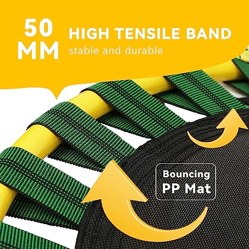 KENSONE 36" Mini Trampoline for Kids, Indoor Small Recreational Trampoline for Toddlers with Bungees, Foam Handle, Leg Suction Cups and Safety Bins, Yellow