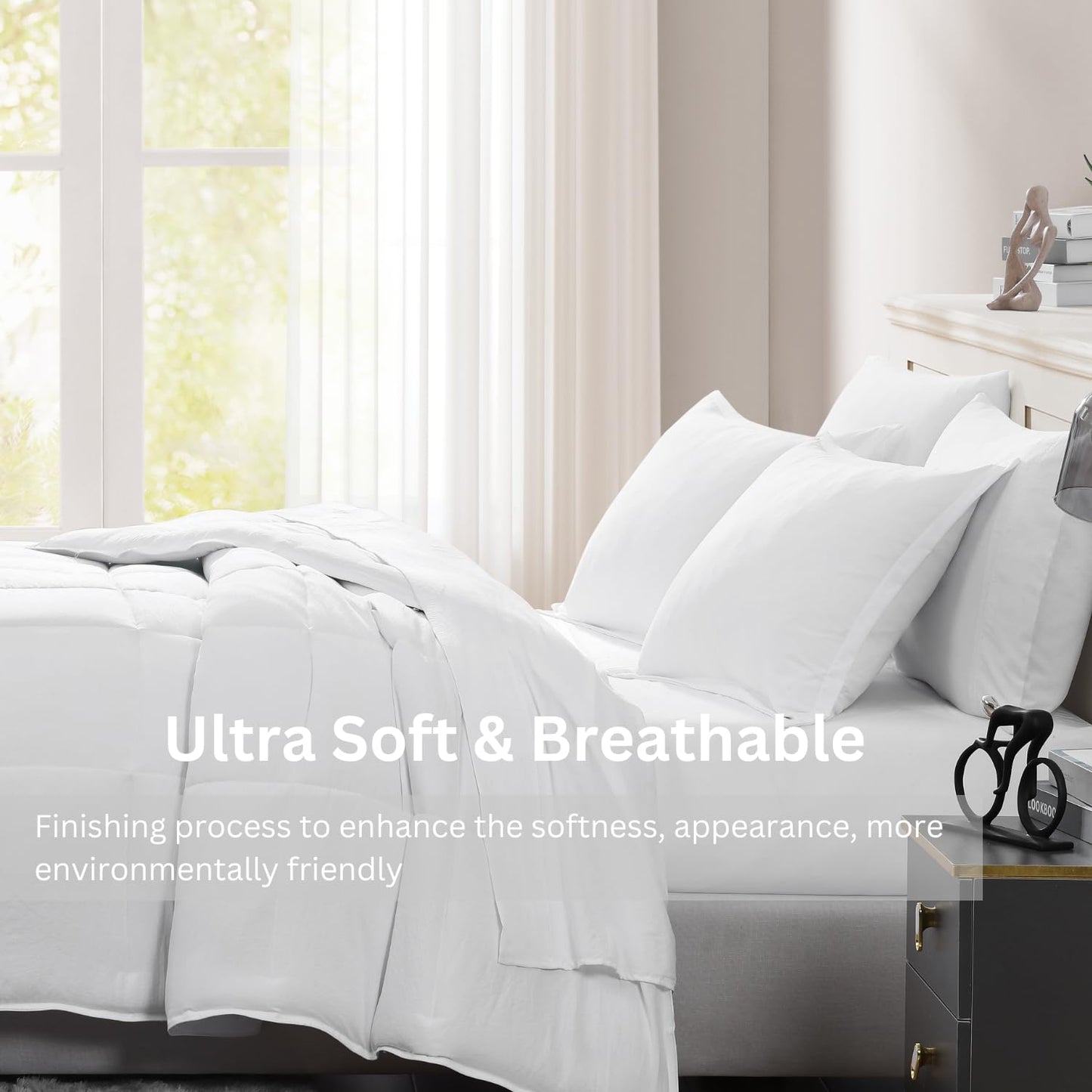 Casa Platino Twin Comforter Set - Pre-Washed 100% Brushed Microfiber Twin Bedding Sets - Soft Twin Comforter Set with Sheets includes Comforter, Flat Sheet, Fitted Sheet, 1 Pillowcase & 1 Sham – White