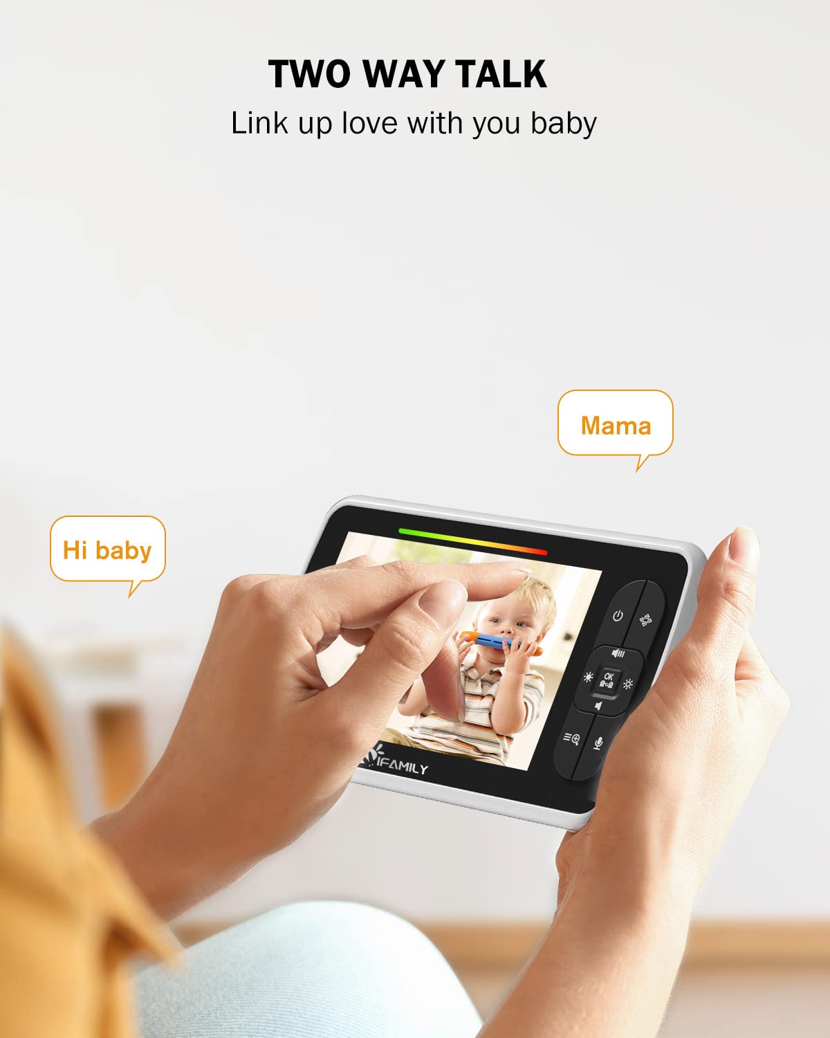 iFamily Baby Monitor with Camera and Audio - 5 inch Video Baby Monitor with Remote Pan/Tilt, VOX Mode, Night Vision, Two-Way Talk, Feeding Reminder, Temperature, Build in Lullabies, Long Range, 720p