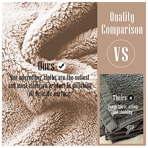 24 Pack Kitchen Dishcloths - Does Not Shed Fluff - No Odor Reusable Dish Towels, Premium Dish cloths, Super Absorbent Coral Fleece Cleaning Cloths, Nonstick Oil Washable Fast Drying (Brown)