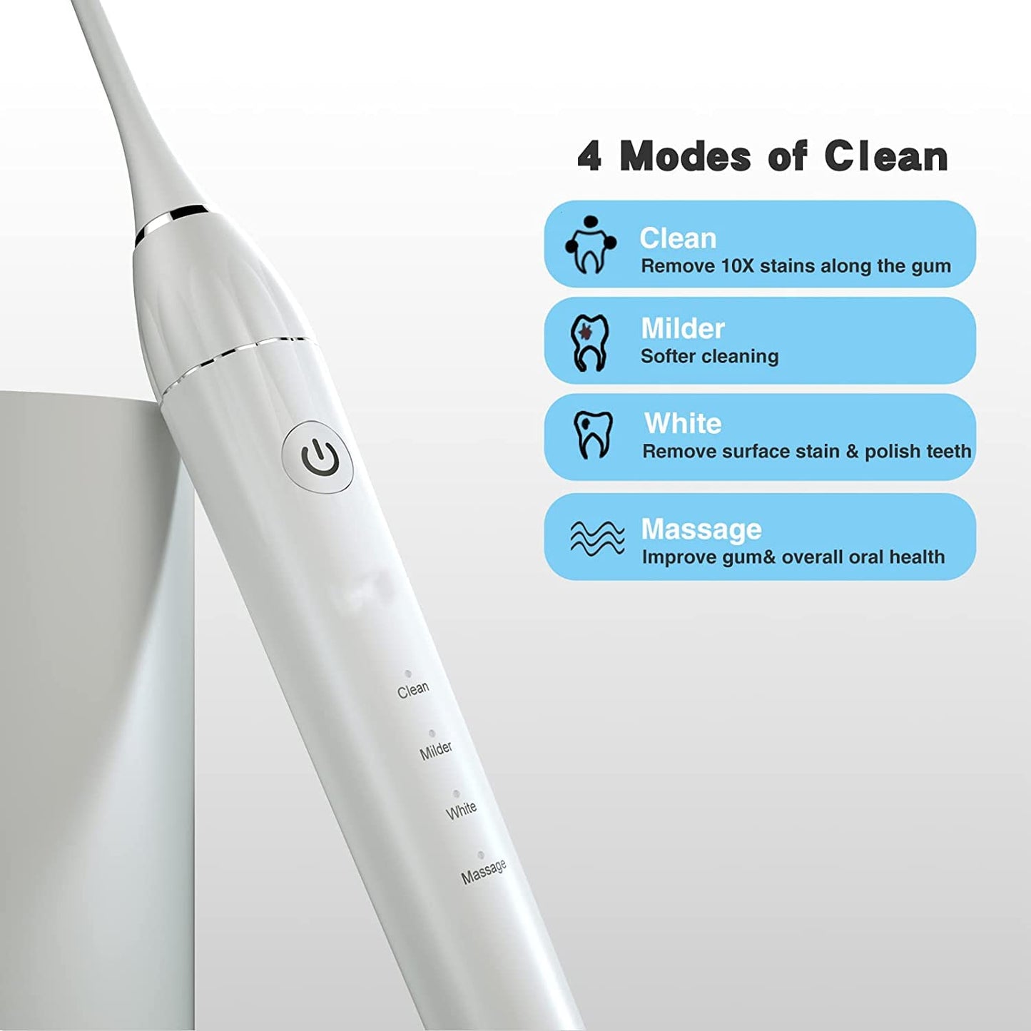 MOCEMTRY Sonic Electric Toothbrush Rechargeable toothbrushes for Adult with 4 Duponts Brush Heads, 4 Cleaning Mode Waterproof Electric Tooth
