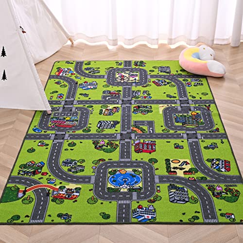 Softlife Kids Carpet Play Mat Rug 35" x 59" City Life Great for Playing with Cars Children Area Rugs for Bedroom Playroom Nursery