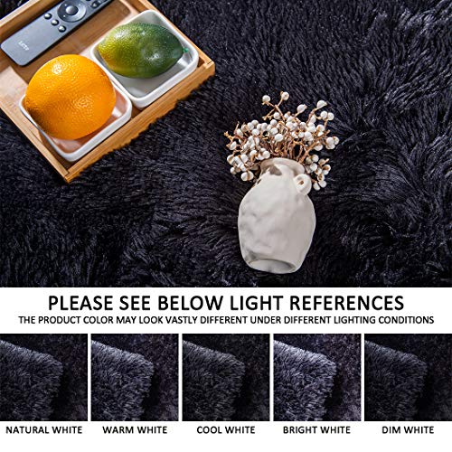 YUSOKI Black Faux Fur Throw Blanket,2 Layers,50" x 60", Soft Fuzzy Fluffy Plush Furry Comfy Warm Cozy Blanket for Couch Bed Chair Sofa Bedroom Mens Gift