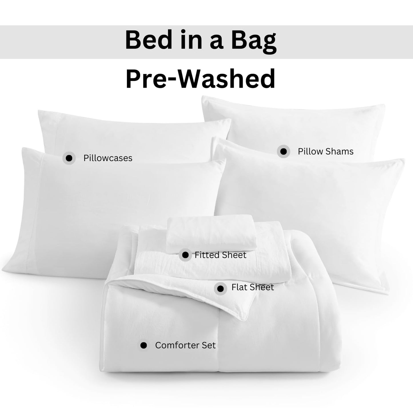 Casa Platino Twin Comforter Set - Pre-Washed 100% Brushed Microfiber Twin Bedding Sets - Soft Twin Comforter Set with Sheets includes Comforter, Flat Sheet, Fitted Sheet, 1 Pillowcase & 1 Sham – White