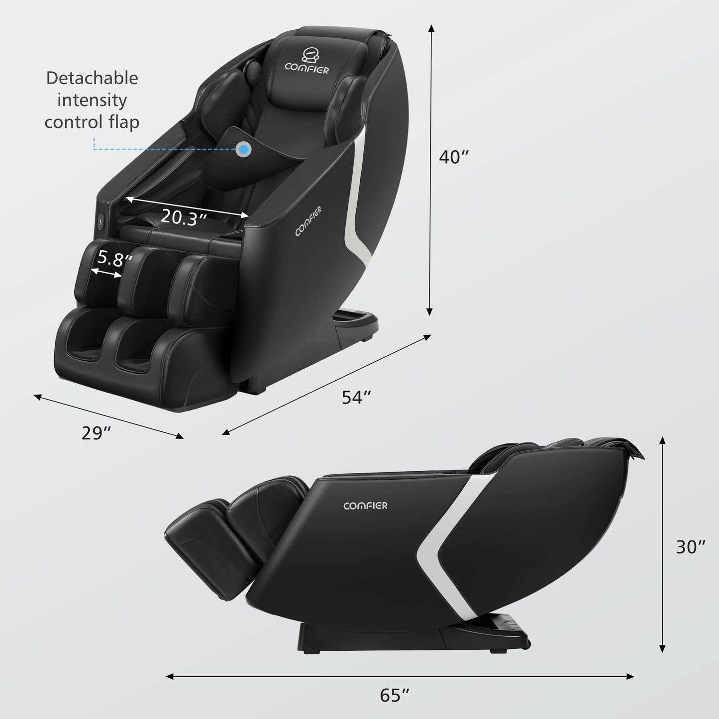 COMFIER Full Body Massage Chair,Massage Recliner Chair, Zero Gravity,Shiatsu Deep Kneading, 6 Auto Program,Air Compression,Heat,Bluetooth Speaker,Rolling,Chair Massager, Black