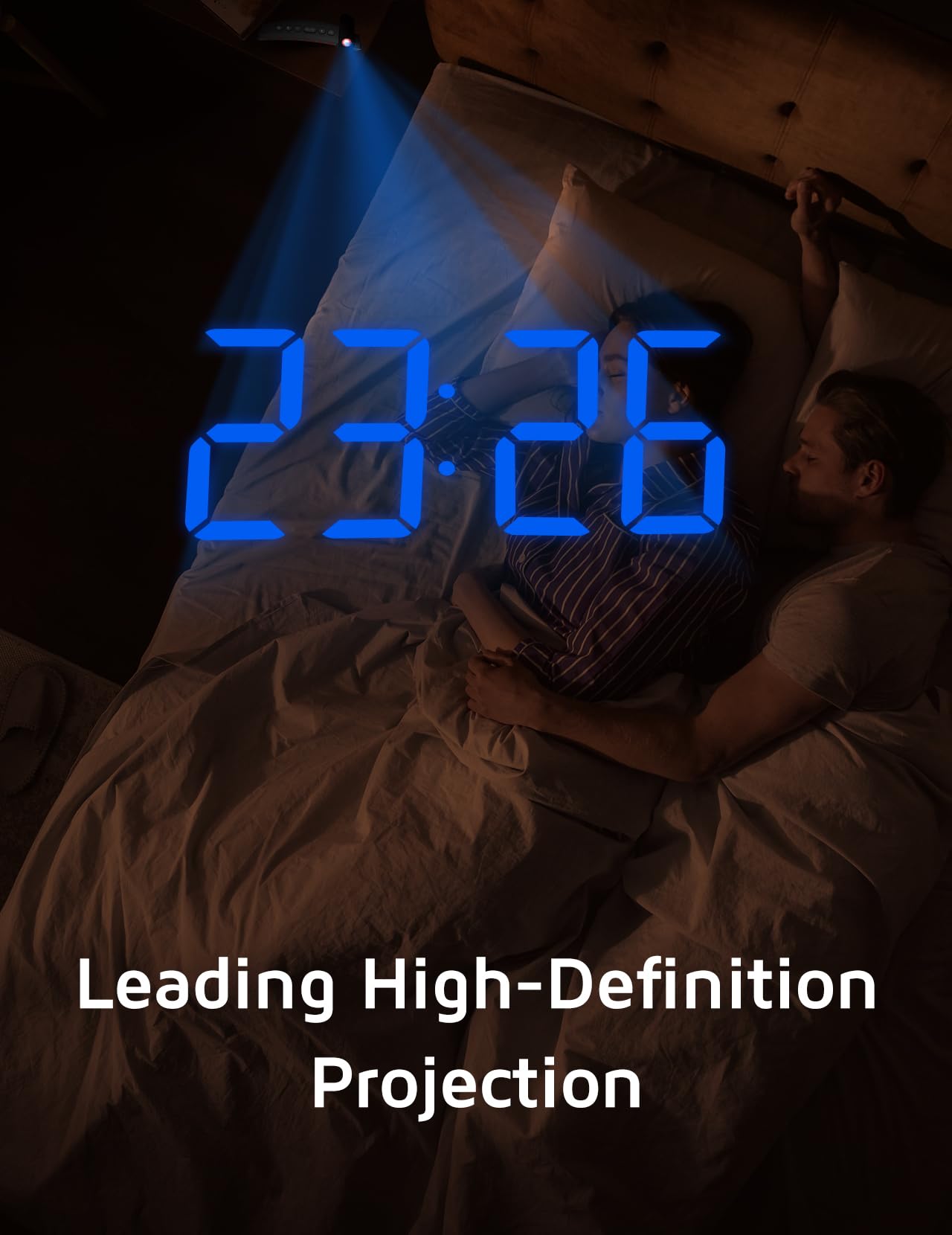 Projection Alarm Clock, Digital Clock with 180° Rotatable Projector, 3-Level Brightness Dimmer, Clear LED Display, USB Charger, Progressive Volume, 9mins Snooze,12/24H, for Bedroom