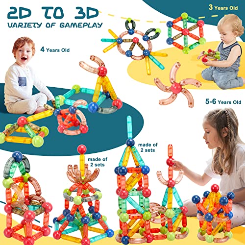 MAGDIY Magnetic Blocks Toddler Sensory Toys for 3+ Year Old Boys & Girls, Magnetic Sticks Building Toys for Kids Age 3-5 4-8, STEM Learning Educational Preschool Montessori Autism Toys, Birthday Gifts