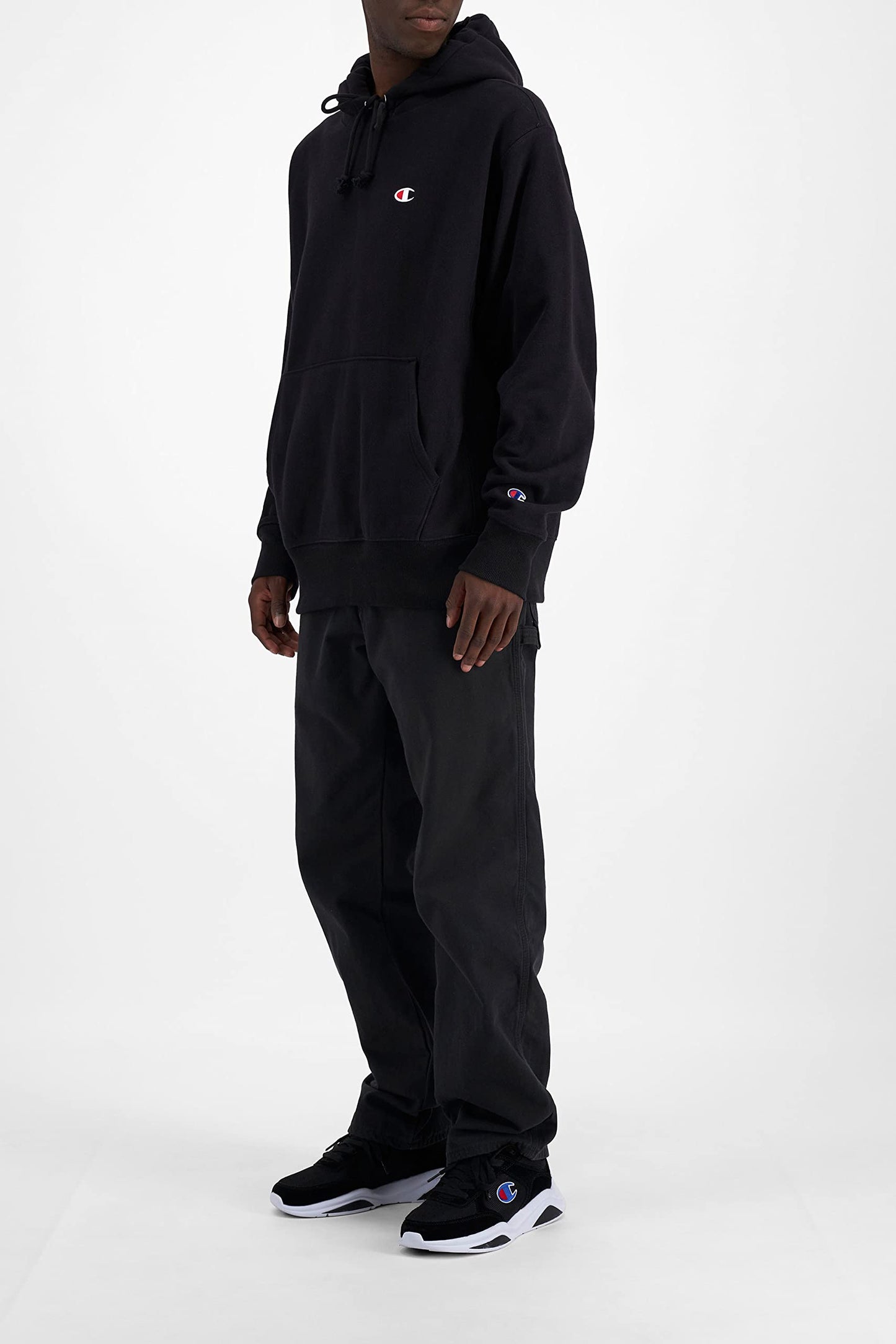Champion mens Reverse Weave Pullover, Left Chest C Hoody, Black-y06145, Medium US