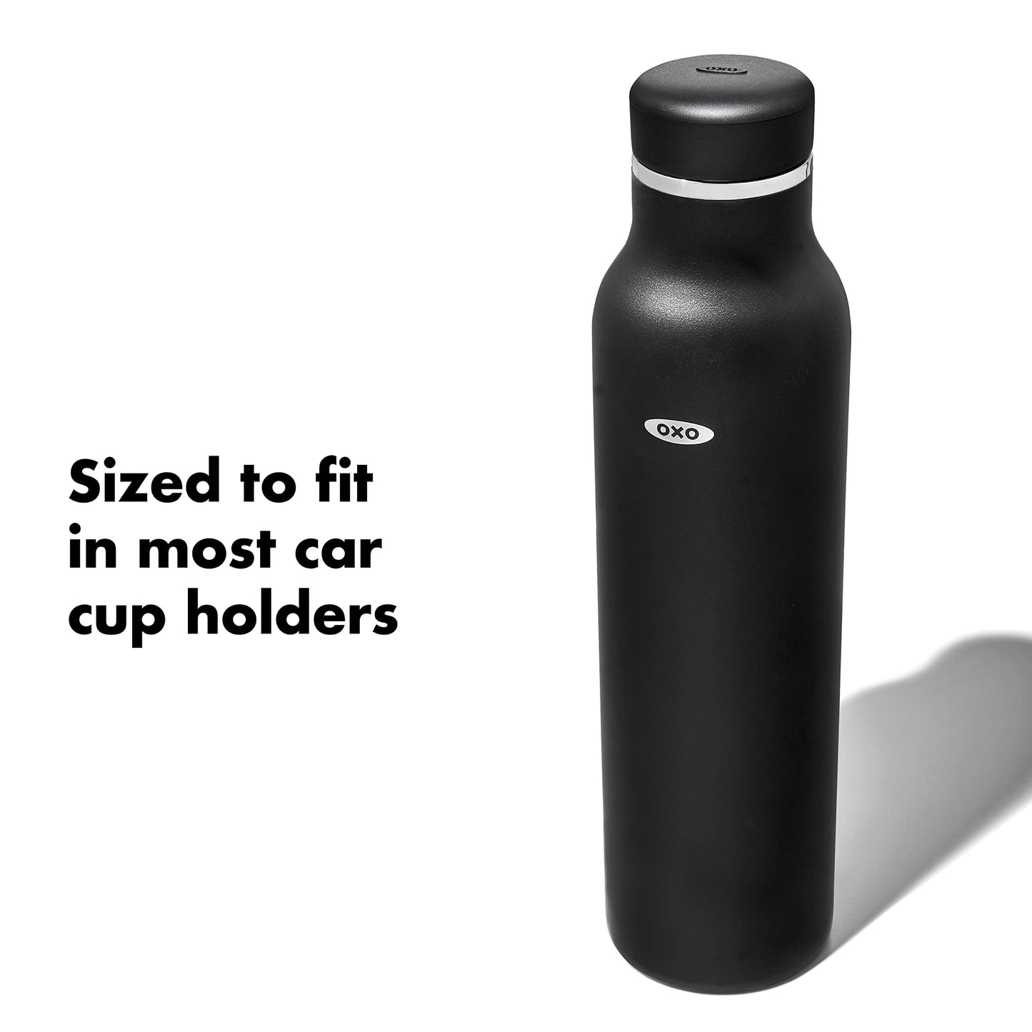 OXO Strive 24oz Insulated Water Bottle with Standard Lid - Onyx