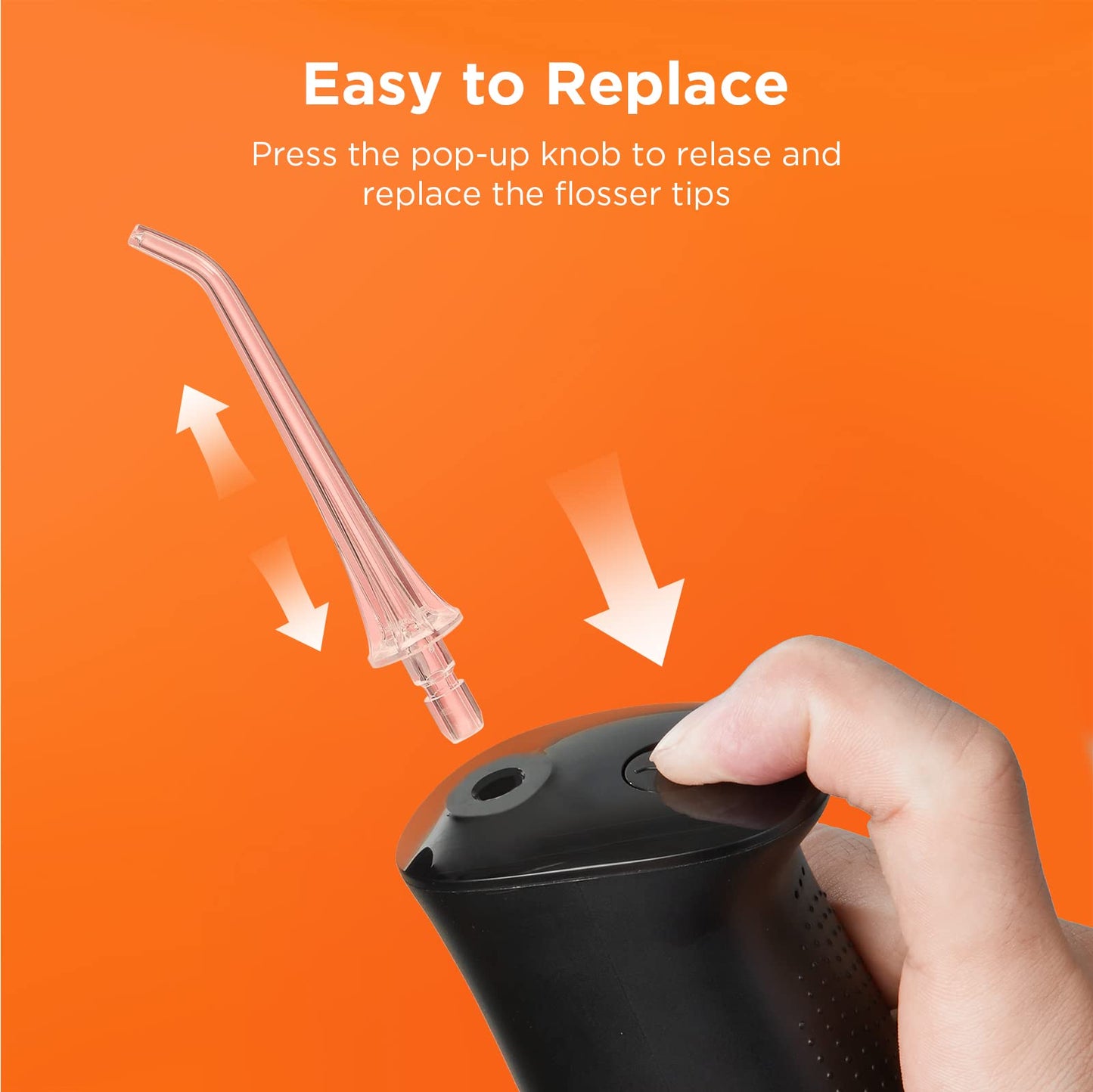 Bitvae Cordless Waterproof Teeth Cleaner - 3 Modes, 6 Jet Tips, USB Rechargeable Dental Picks for Cleaning, Black