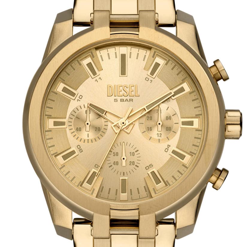 Diesel All-Gender 43mm Split Quartz Stainless Steel Chronograph Watch, Color: Gold (Model: DZ4623)