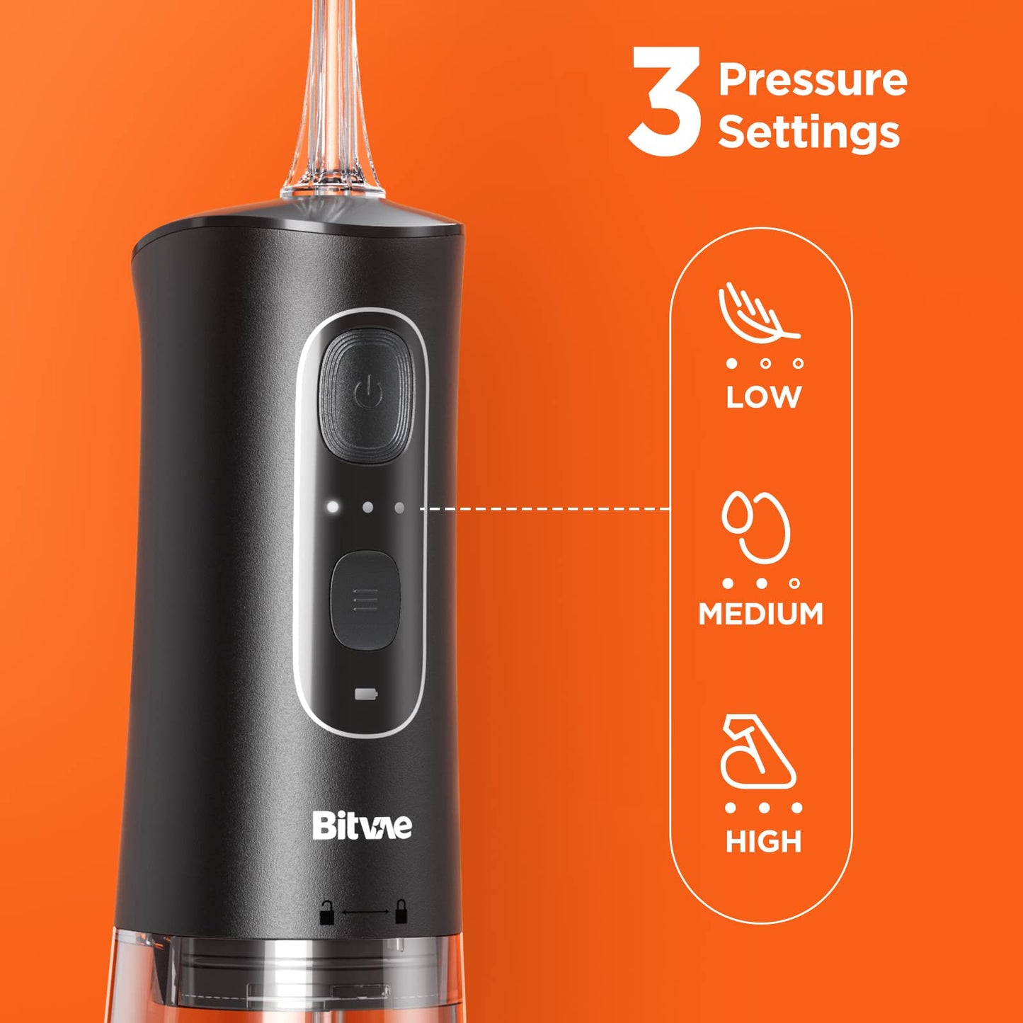 Bitvae Cordless Waterproof Teeth Cleaner - 3 Modes, 6 Jet Tips, USB Rechargeable Dental Picks for Cleaning, Black