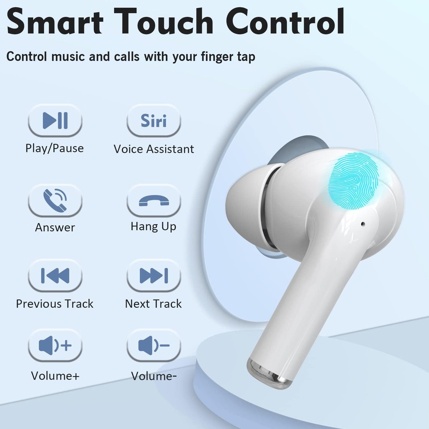 Wireless Earbuds, Bluetooth Headphones Wireless Headset in Ear with ENC Noise Cancelling Mic, 30H with HiFi Stereo IP7 Waterproof Earphones Air Buds Pro Touch Control Smart Pop-up Auto Pairing