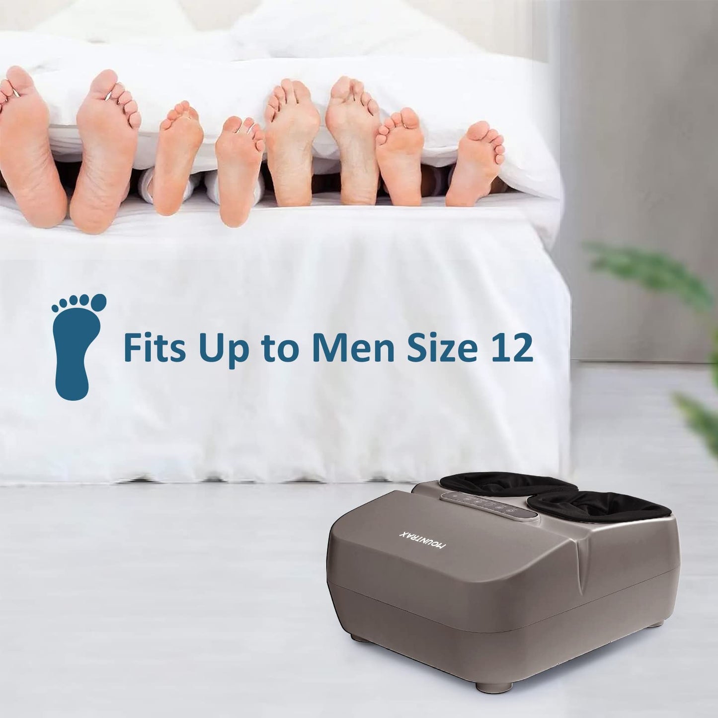 MOUNTRAX Foot Massager Machine with Heat, Gifts for Women Men, Plantar Fasciitis and Relieve Pain, Deep Kneading Shiatsu Massager, Fits Feet Up to Men Size 12 (Gray)