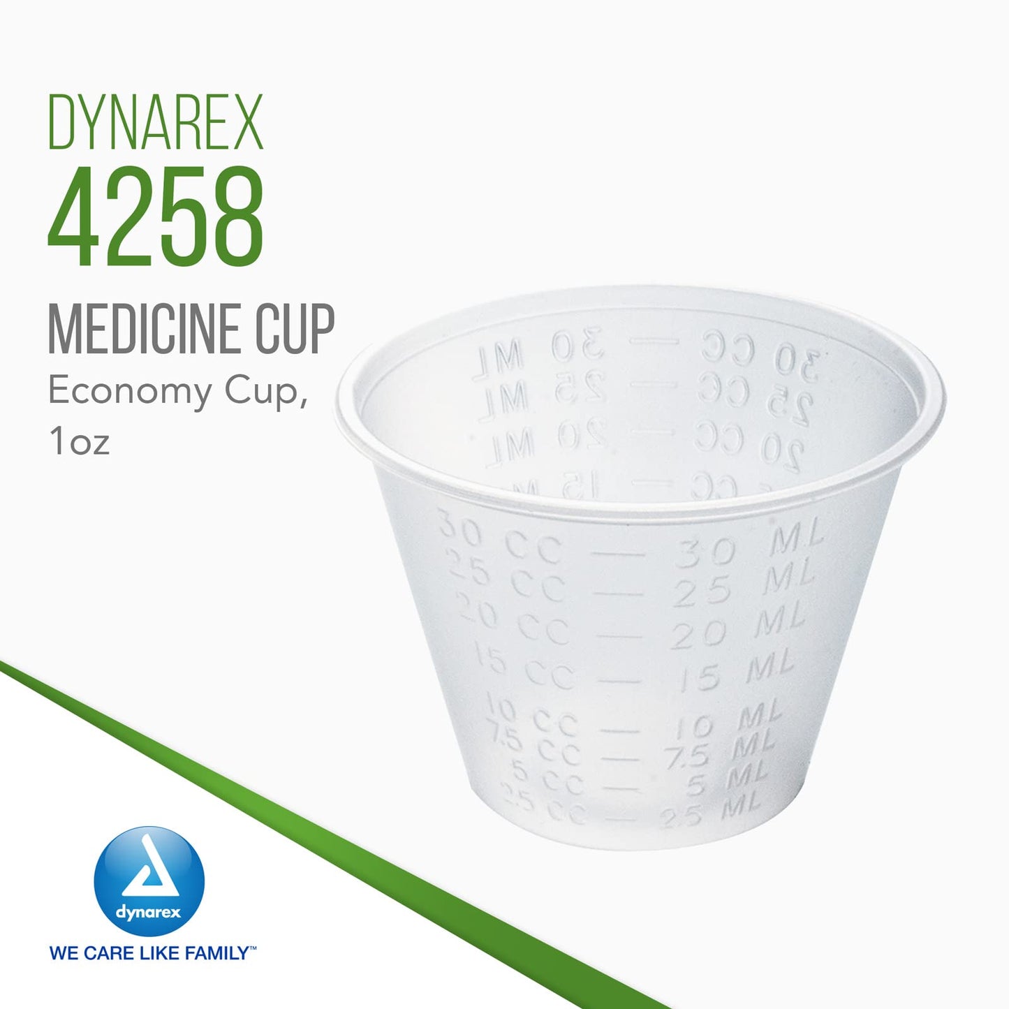 Dynarex 4258 Medicine Cup, 1 oz., Easy-to-Read CC and ML Graduation, Pack of 100