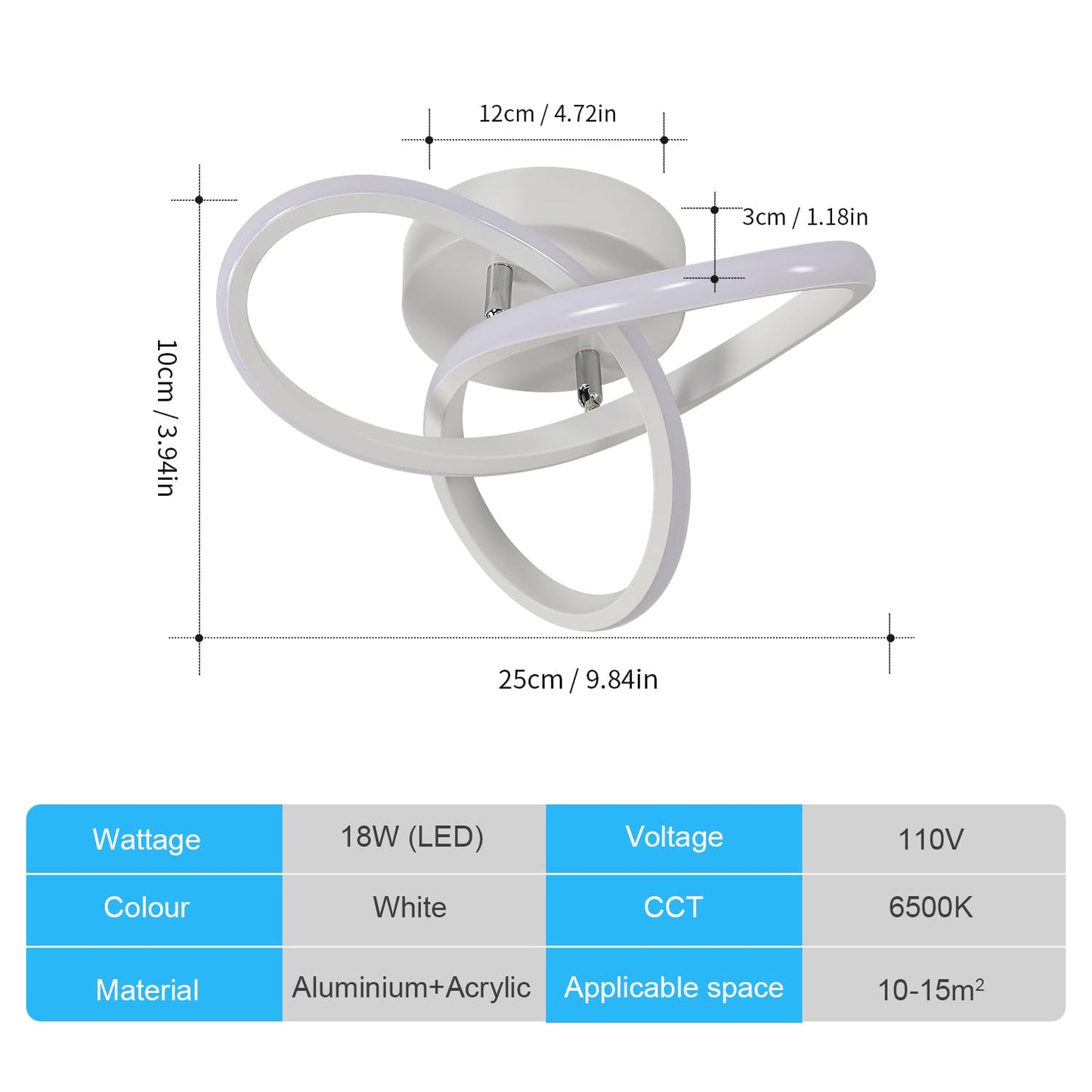 DELIPOP LED Ceiling Light, 6500K Cool White Modern LED Ceiling Light, Small Hallway Light, Simple Ceiling Fixture for Bedroom, Corridor, Kitchen, Dining Room