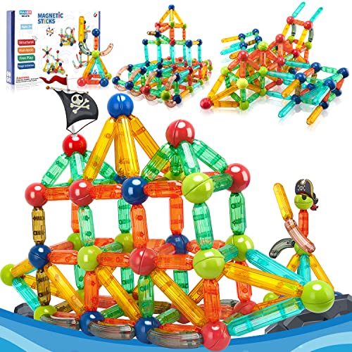 MAGDIY Magnetic Blocks Toddler Sensory Toys for 3+ Year Old Boys & Girls, Magnetic Sticks Building Toys for Kids Age 3-5 4-8, STEM Learning Educational Preschool Montessori Autism Toys, Birthday Gifts