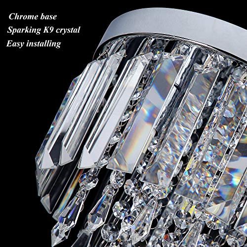Nobranded Mini Crystal Chandelier Flush Mount Ceiling Light for Bedroom, Hallway, Bar, Kitchen, Bathroom Pendant Lamps