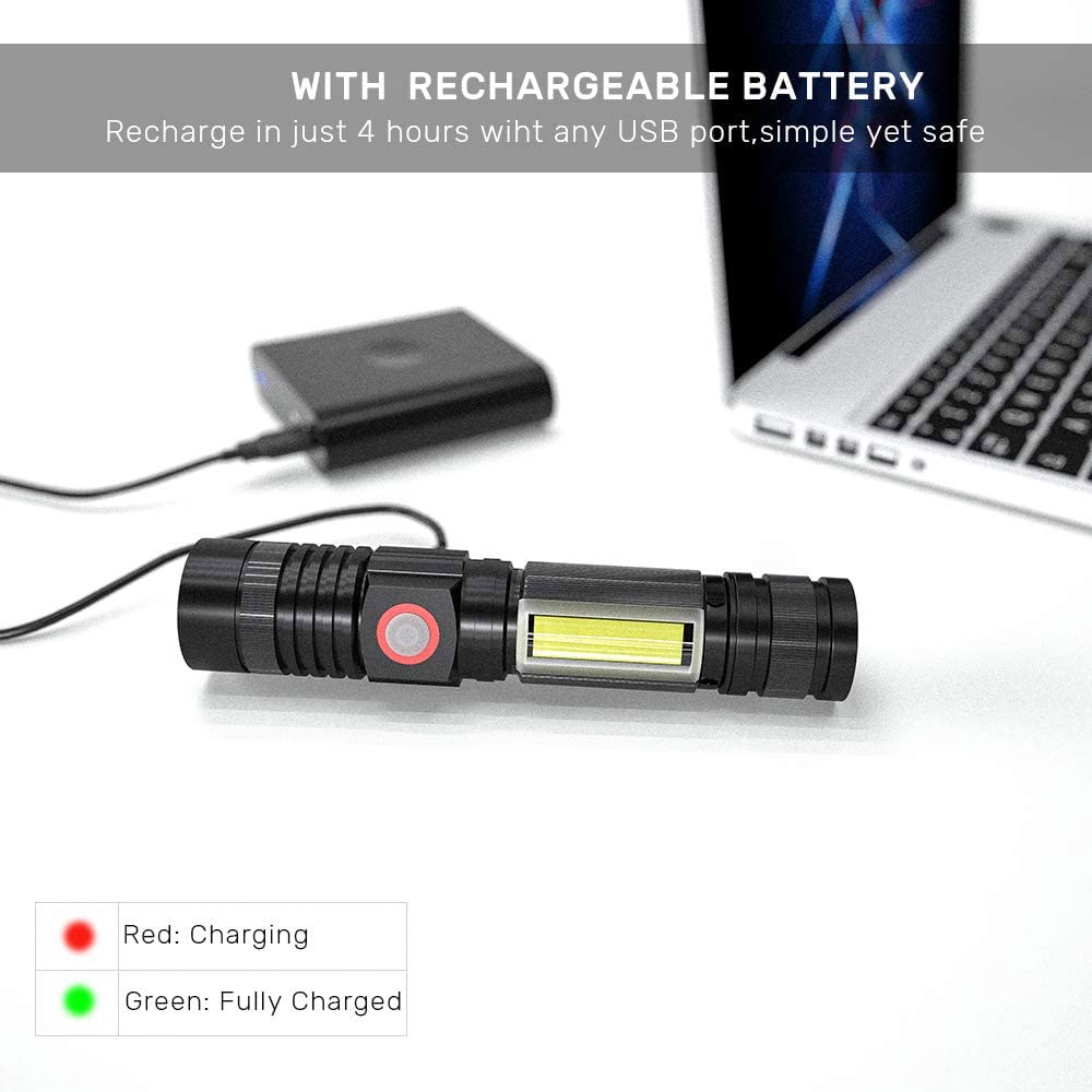iToncs LED Tactical Flashlight, Magnetic Flashlight, 1000 Lumens Super Bright Flash Light with COB Work Light, Waterproof, 4 Modes, Pocket LED Flashlights for Outdoor Camping Emergency