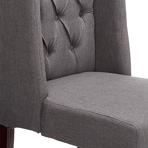 Christopher Knight Home Blythe Tufted Fabric Dining Chairs, 2-Pcs Set, Dark Grey / Brown