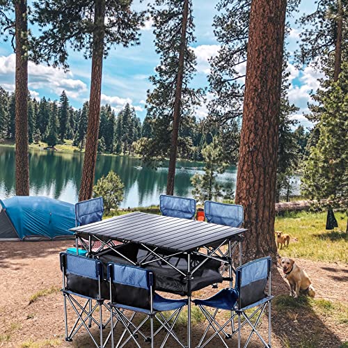 BotaBay Folding Camping Table, Portable Lightweight Picnic Table for Outdoor Travel, Grill Beaches Party, Backyard BBQ, Blue