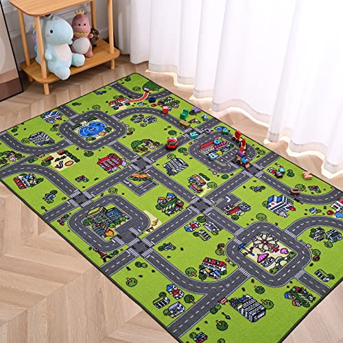 Softlife Kids Carpet Play Mat Rug 35" x 59" City Life Great for Playing with Cars Children Area Rugs for Bedroom Playroom Nursery
