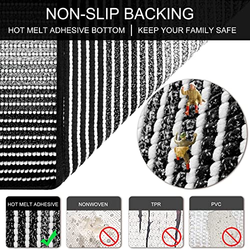 BSICPRO Bathroom Rugs and Mats Sets, 2 Piece Thick Absorbent Chenille Bath Mat Rug Set Non Slip, Soft Shaggy Bath Room Floor Mats for Bathroom, Machine Washable (20" x 47" Plus 16" x 24", Black)