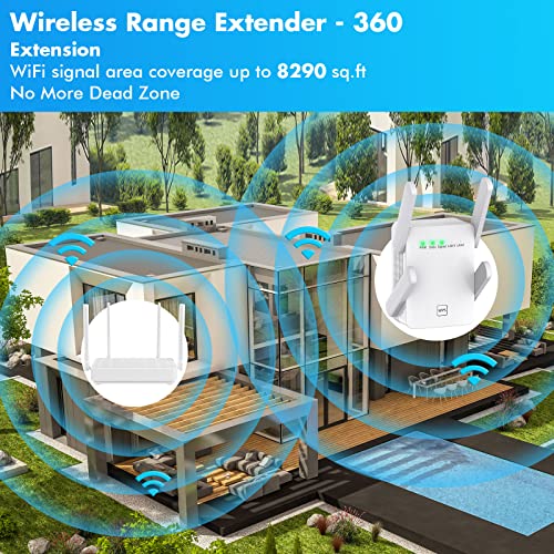 MEESTORY WiFi Extenders Signal Booster for Home, Extender, 2023 Newest and Amplifier up to 8470Sq.ft, Internet Booster, Repeater with Ethernet Port & Access Point, 1-Tap Setup, 2.4GHz, Green