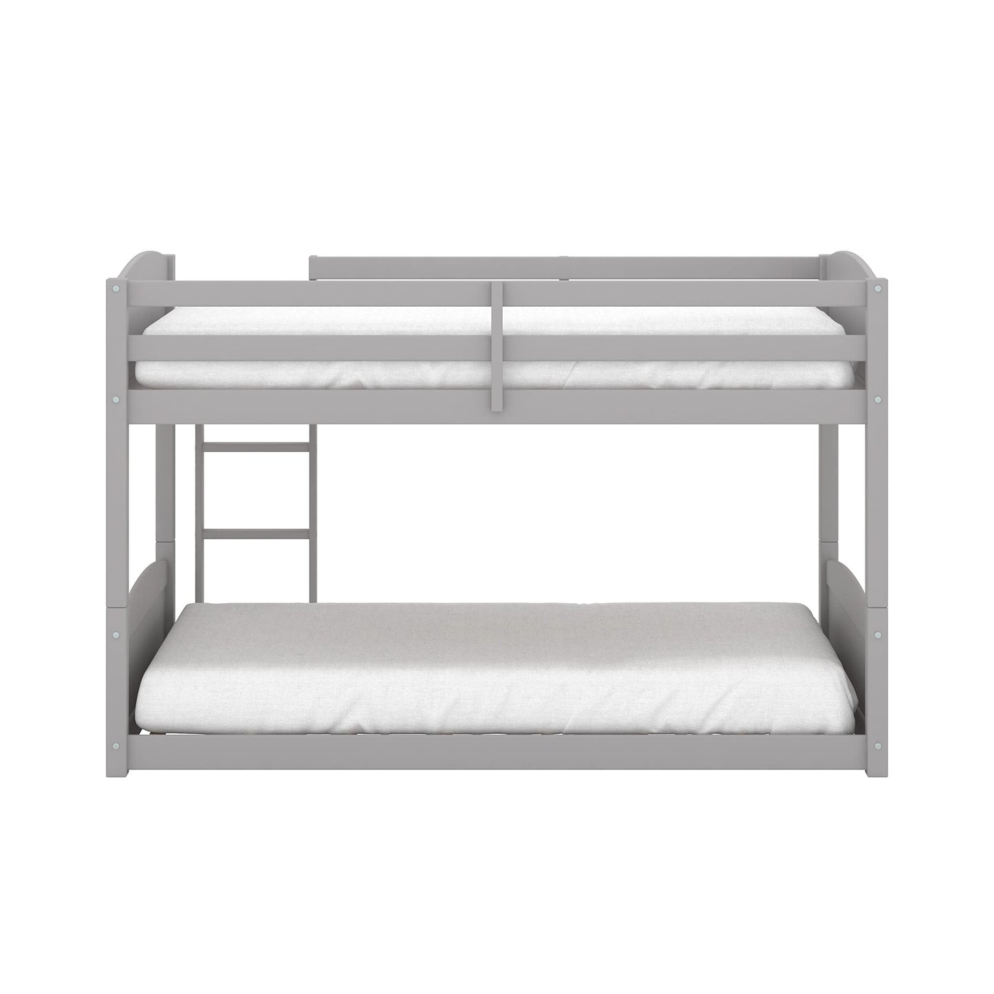 Hillsdale Alexis Contemporary Wood Arch Twin Over Twin Floor Bunk Bed with Slats, Gray