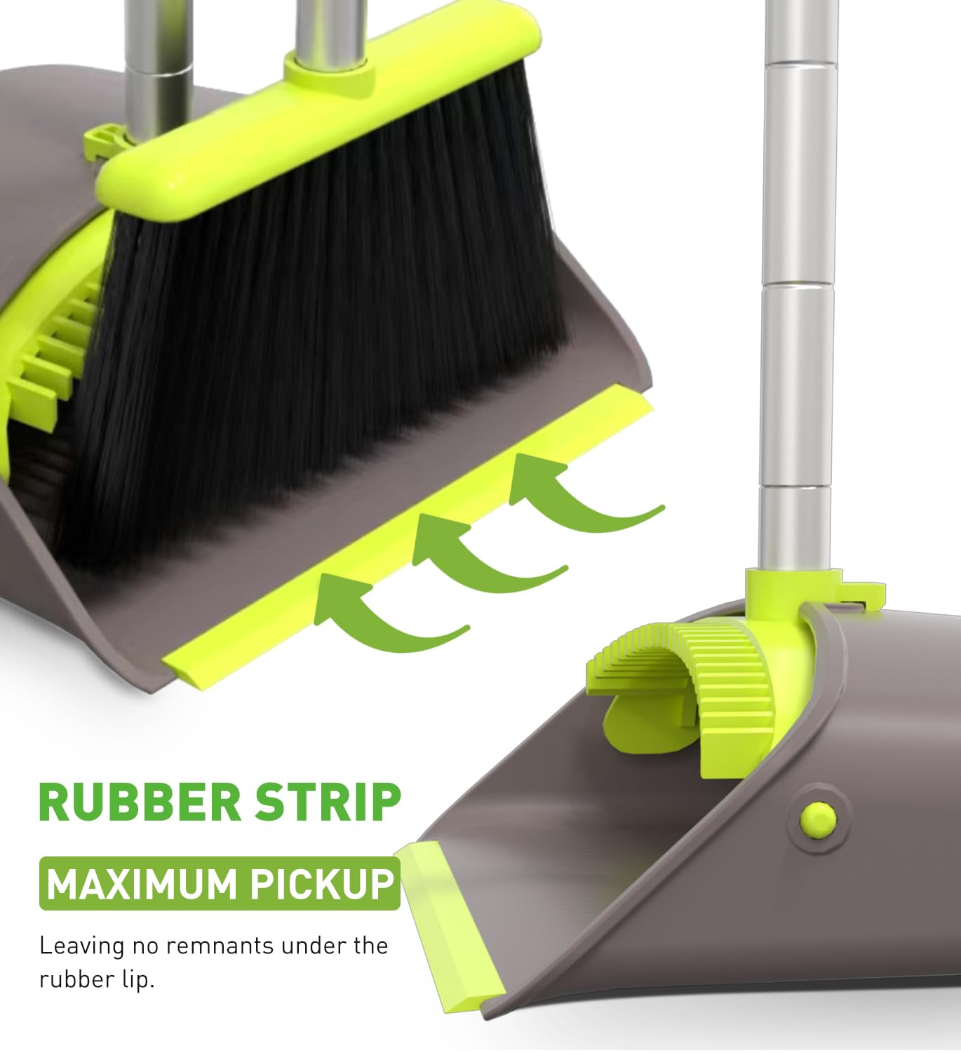 Broom with Dustpan Combo Set, Broom with Stand Up Dustpan, Broom and Dust Pan Set with Long Handle
