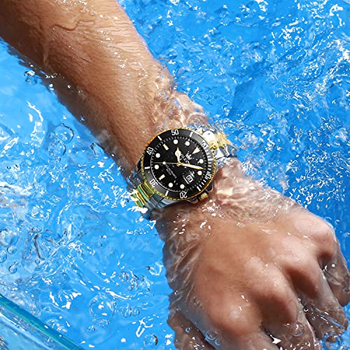 OLEVS Men Watches Quartz Watch Wrist Watch for Men Stainless Steel with Date Classic Bussiness Big Face Waterproof Luminous Green/Black/Blue