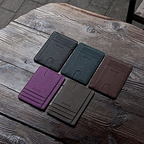 Buffway Slim Minimalist Front Pocket RFID Blocking Leather Wallets for Men Women - Cross Black
